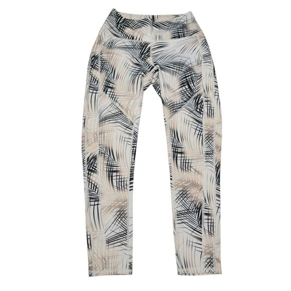 Nux Level Athletic Leggings Thrive Branded Pockets White Gold Womens Medium - Picture 1 of 9